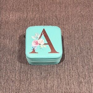 Floral Monogram Jewelry Case - Teal